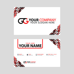 Modern simple horizontal design business cards. with GG Logo inside and transparent red black color.