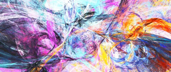 Helle künstlerische Spritzer. Abstrakte Malerei Farbtextur. Modernes futuristisches Muster. Dynamischer heller mehrfarbiger Hintergrund. Fraktale Grafik für kreatives Grafikdesign © Alena