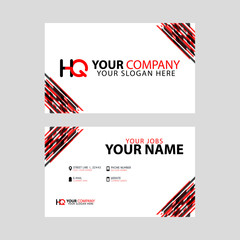 Logo HQ design with a black and red business card with horizontal and modern design.