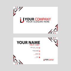 Fototapeta na wymiar Horizontal name card with decorative accents on the edge and bonus IJ logo in black and red.