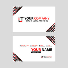 Horizontal name card with decorative accents on the edge and bonus IT logo in black and red.