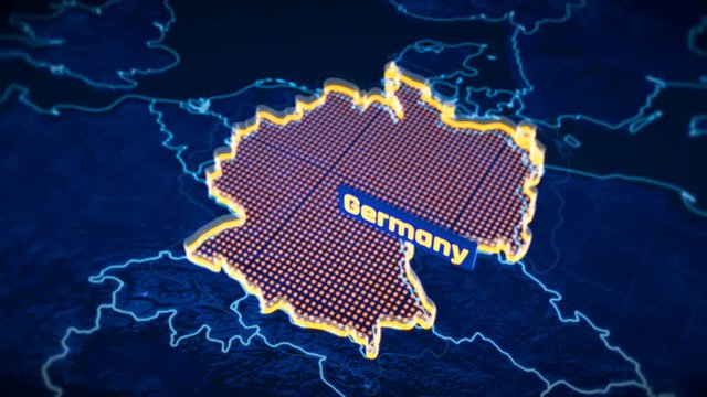 Germany country border 3D visualization, modern map outline, travel