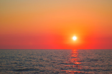 red sunset on the beach