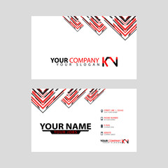 The new simple business card is red black with the KN logo Letter bonus and horizontal modern clean template vector design.