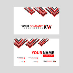 The new simple business card is red black with the KW logo Letter bonus and horizontal modern clean template vector design.