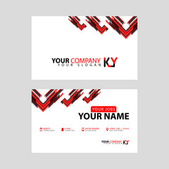 The new simple business card is red black with the KY logo Letter bonus and horizontal modern clean template vector design.