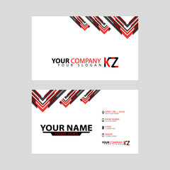 The new simple business card is red black with the KZ logo Letter bonus and horizontal modern clean template vector design.