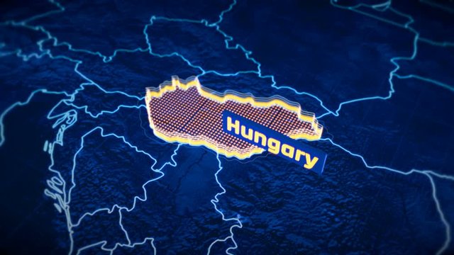 Hungary country border 3D visualization, modern map outline, travel