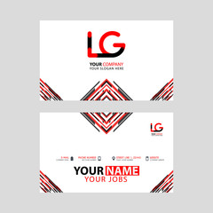 Obraz premium Horizontal name card with LG logo Letter and simple red black and triangular decoration on the edge.