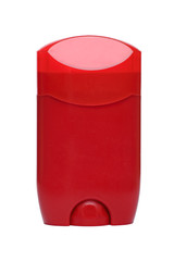 red jar of antiperspirant deodorant on white background