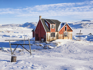 An abandoned house in Oqaatsut settlement, west Greenland - 216802544