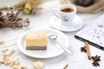 strudel with meat and mushrooms on a wooden board with flour
