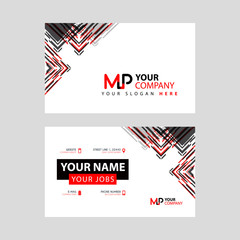 the MP logo letter with box decoration on the edge, and a bonus business card with a modern and horizontal layout.
