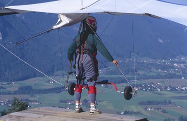 hang glider, kite, moutain, top, fly, free, bird, start, view, landscape, challange, 