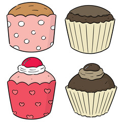 vector set of cupcakes