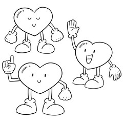 vector set of heart cartoon