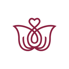 Elegant Flower of Love Heart Health Line Symbol