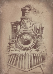 Old vintage grunge paper steam locomotive railway background - Historisches Papier mit Lokomotive Motiv