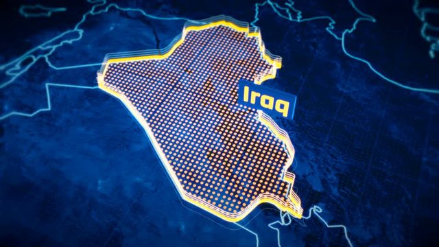 Iraq country border 3D visualization, modern map outline, travel