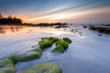 Blue Hour Sunset at Kudat Sabah Malaysia. Soft focus due to slow shutter.