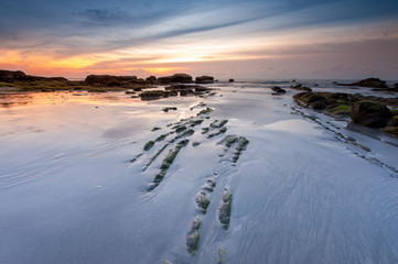 Blue Hour Sunset at Kudat Sabah Malaysia. Soft focus due to slow shutter.