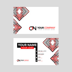 Letter ON logo in black which is included in a name card or simple business card with a horizontal template.