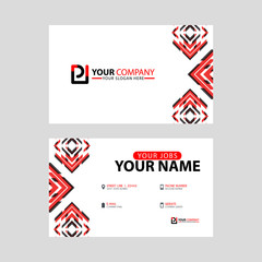Modern business card templates, with PI logo Letter and horizontal design and red and black colors.
