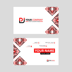 Modern business card templates, with PJ logo Letter and horizontal design and red and black colors.
