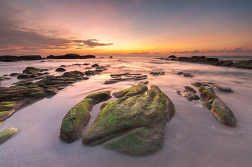 Blue Hour Sunset at Kudat Sabah Malaysia. Soft focus due to slow shutter.