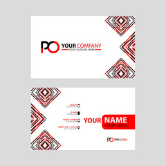 Modern business card templates, with PO logo Letter and horizontal design and red and black colors.