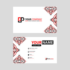 Modern business card templates, with PP logo Letter and horizontal design and red and black colors.
