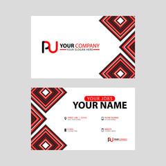 Modern business card templates, with PU logo Letter and horizontal design and red and black colors.