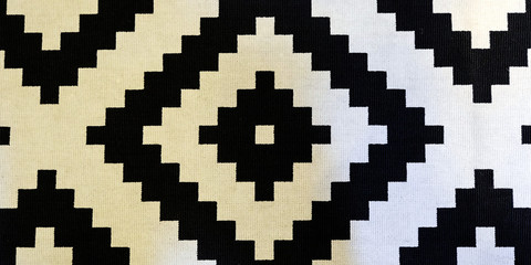 Traditional Uzbek pattern on a thick linen rug for the floor in the hallway