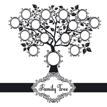 Vector illustration family tree black