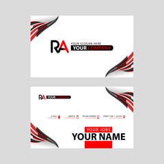 Logo RA design with a black and red business card with horizontal and modern design.