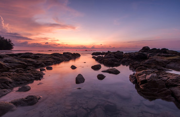 Blue Hour Sunset at Kudat Sabah Malaysia. Soft focus due to slow shutter.