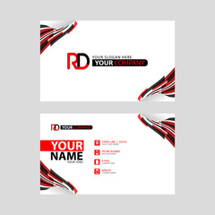 Logo RD design with a black and red business card with horizontal and modern design.