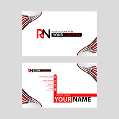 Logo RN design with a black and red business card with horizontal and modern design.
