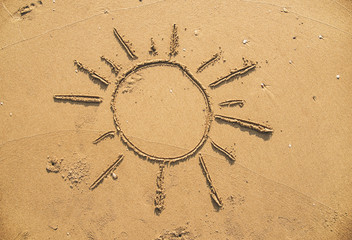 Sun drawn in the sand
