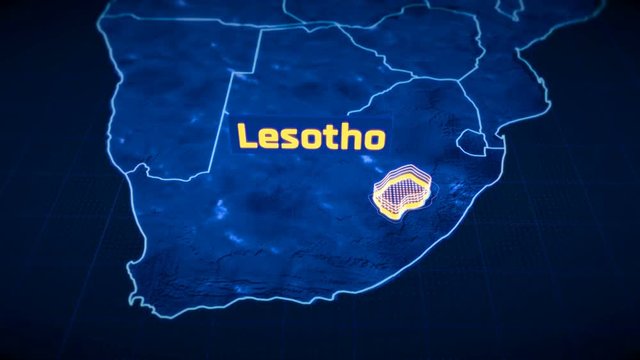 Lesotho country border 3D visualization, modern map outline, travel