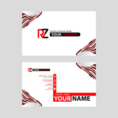 Logo RZ design with a black and red business card with horizontal and modern design.