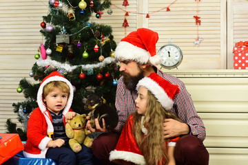 Happy family celebrate new year and Christmas.