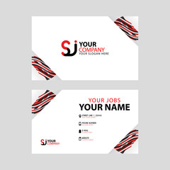 Obraz premium Horizontal name card with decorative accents on the edge and bonus SJ logo in black and red.