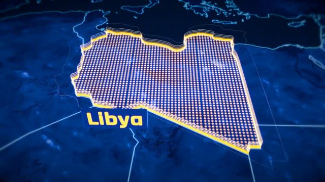 Libya country border 3D visualization, modern map outline, travel