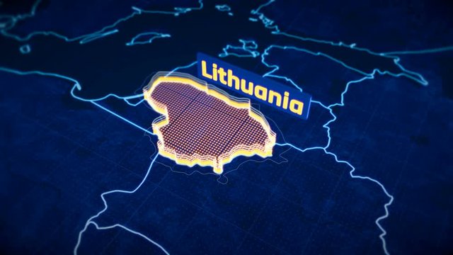 Lithuania country border 3D visualization, modern map outline, travel