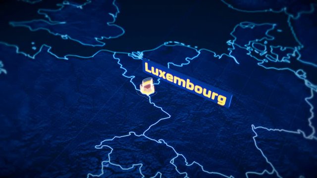 Luxembourg country border 3D visualization, modern map outline, travel