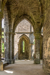Fototapeta na wymiar View at the ruis of Church in Villers la Ville Abbey in Belgium