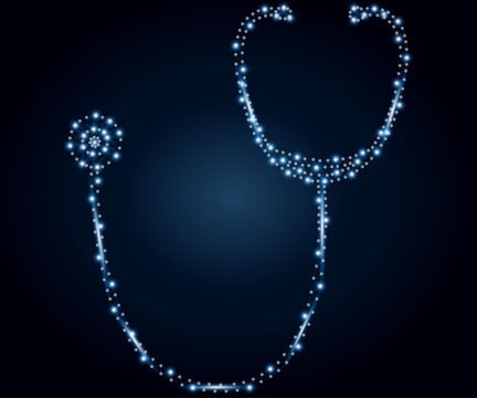 Medicine stethoscope, isolated. World Health Day. Abstract vector illustration with polygon, line, connecting dots.