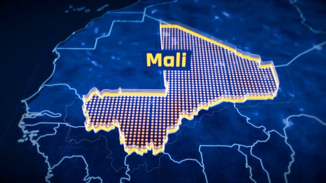 Mali country border 3D visualization, modern map outline, travel
