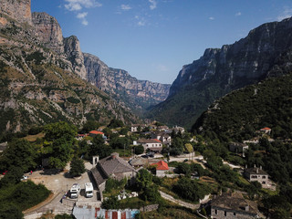 Fototapeta na wymiar The Vikos Gorge in northern Greece is listed as the deepest gorge in the world by the Guinness Book of Records. The gorge is found in Vikos–Aoös National Park.